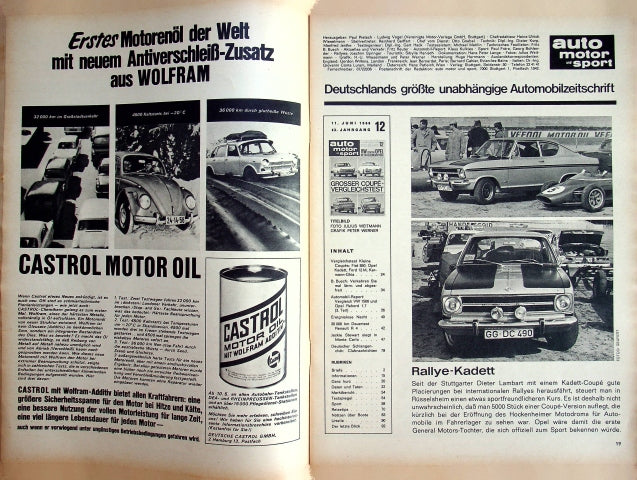 Inhaltsverzeichnis Auto Motor und Sport 12/1966