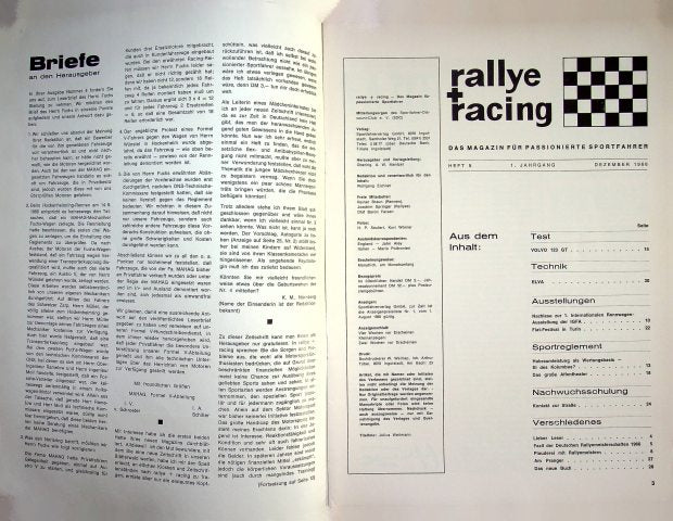 Inhaltsverzeichnis Rallye Racing 12/1966