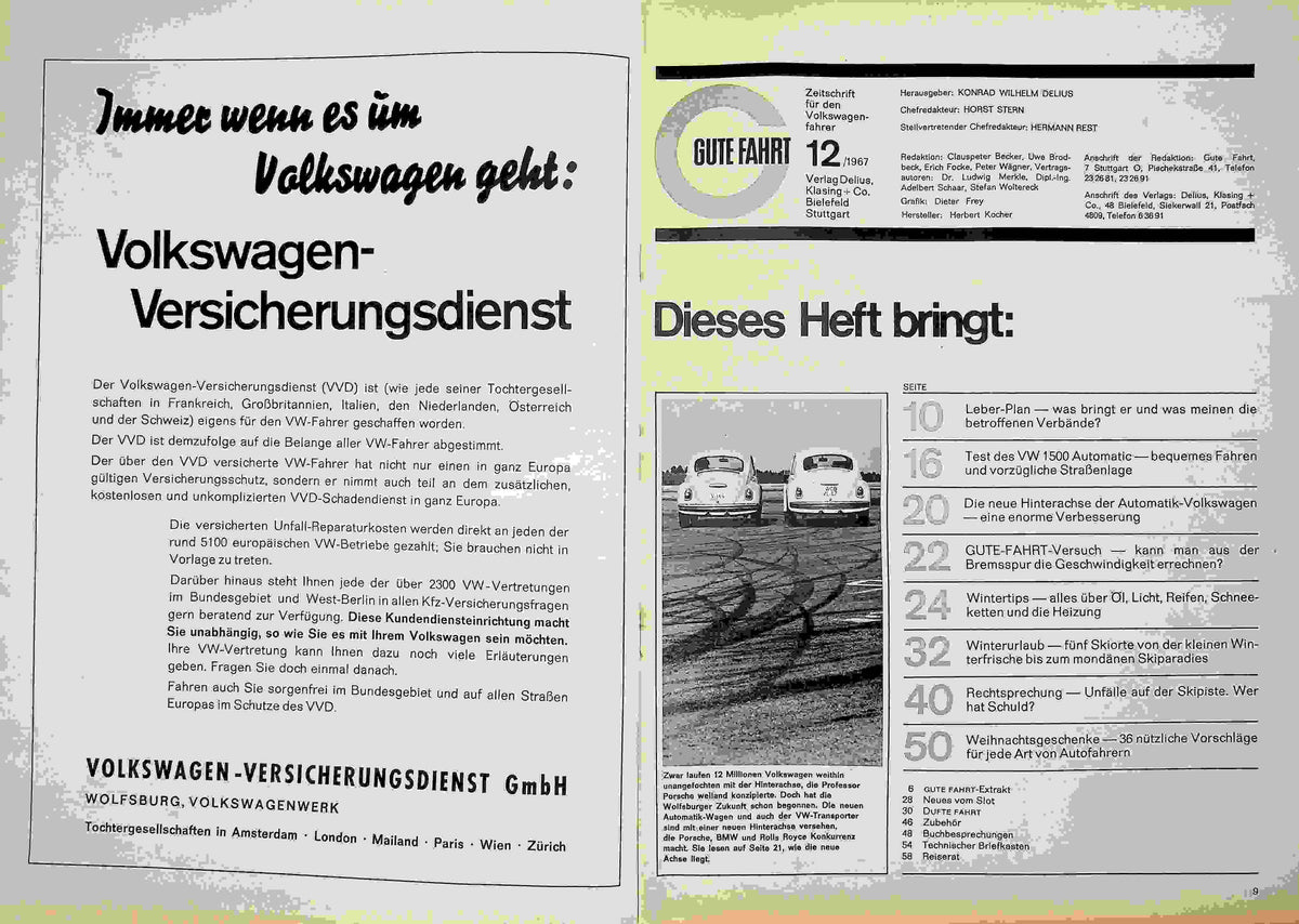 Inhaltsverzeichnis Gute Fahrt 12/1967