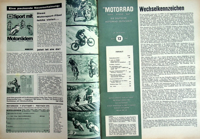 Inhaltsverzeichnis Motorrad 12/1967