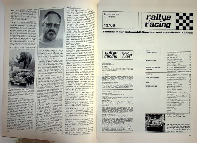 Inhaltsverzeichnis Rallye Racing 12/1968