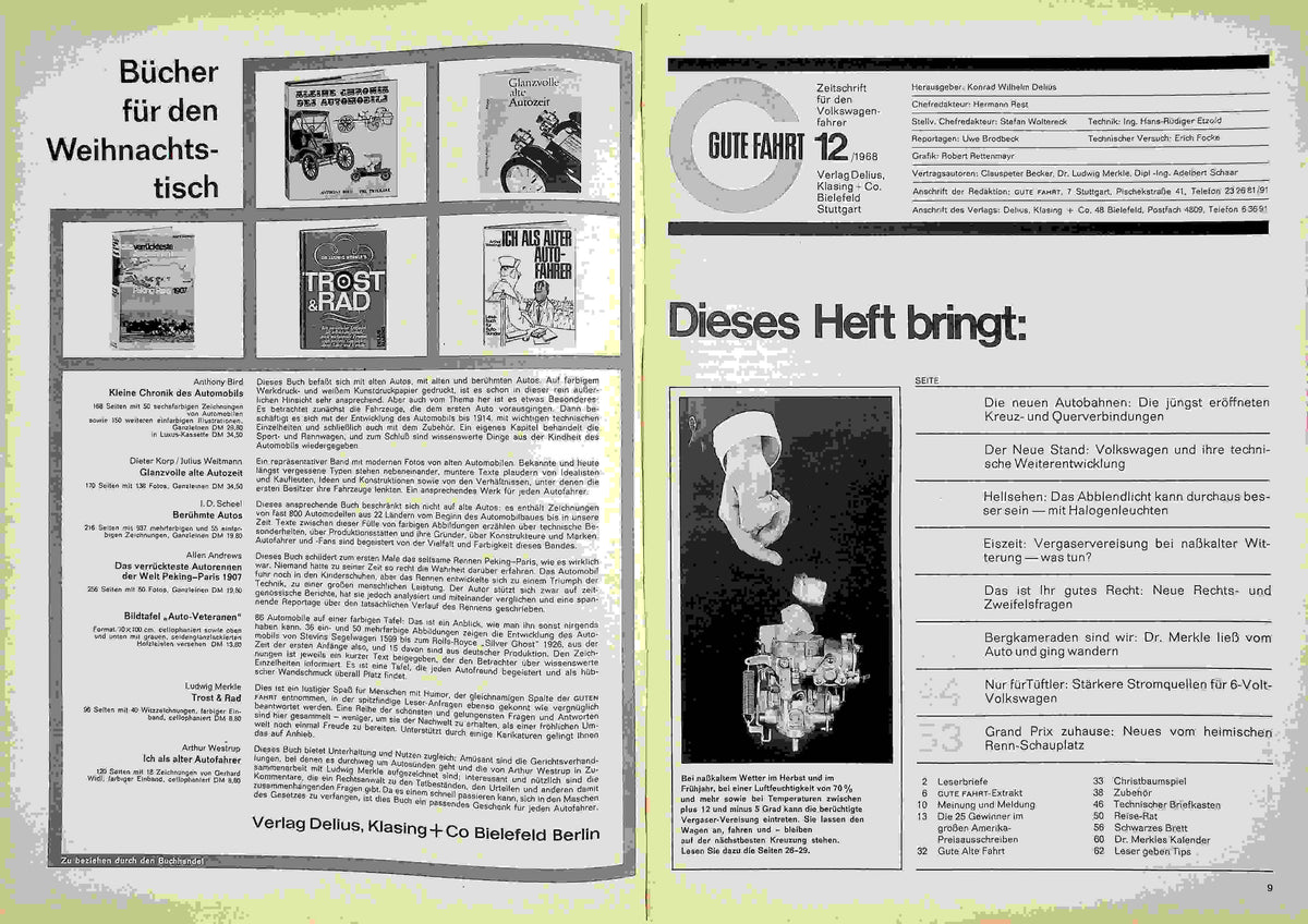 Inhaltsverzeichnis Gute Fahrt 12/1968