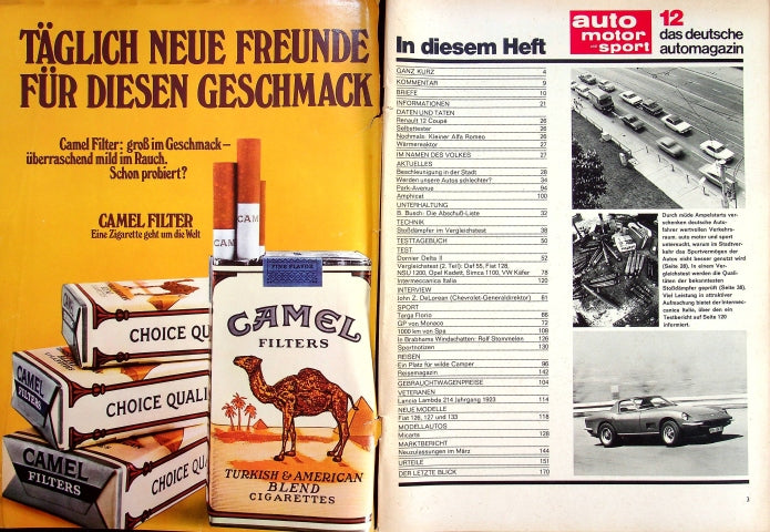 Inhaltsverzeichnis Auto Motor und Sport 12/1970
