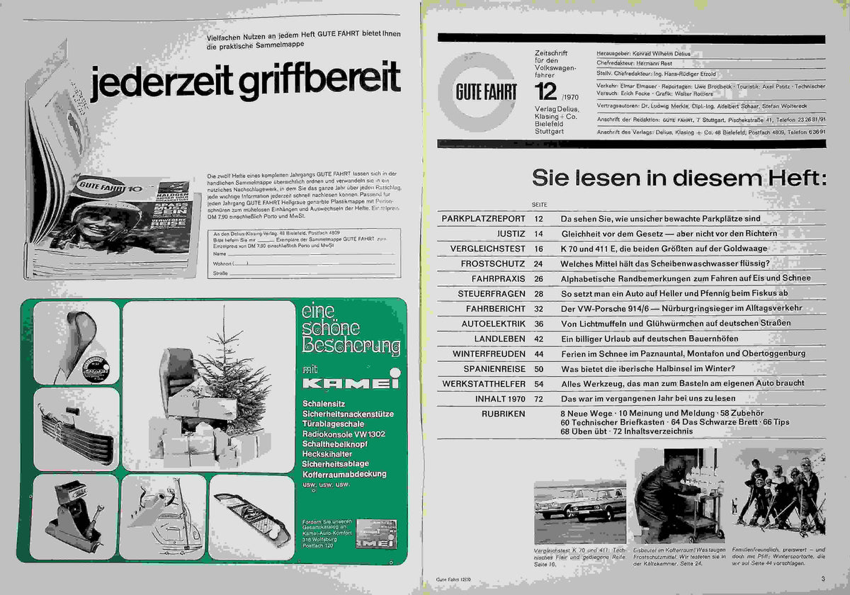Inhaltsverzeichnis Gute Fahrt 12/1970