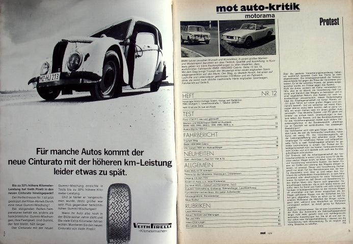 Inhaltsverzeichnis MOT 12/1970
