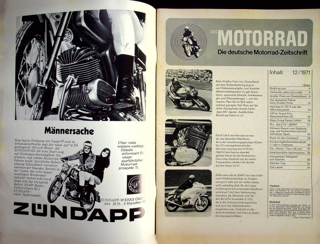 Inhaltsverzeichnis Motorrad 12/1971