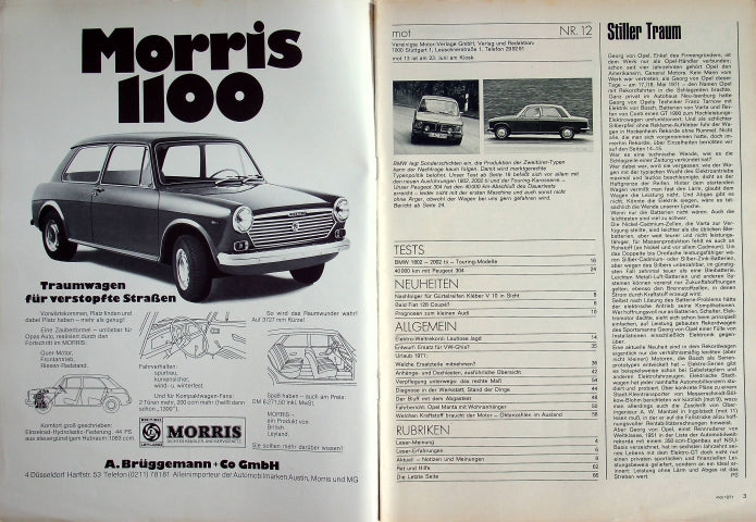Inhaltsverzeichnis MOT 12/1971