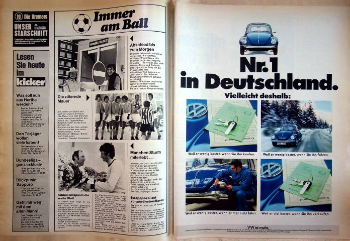Inhaltsverzeichnis Kicker 12/1972
