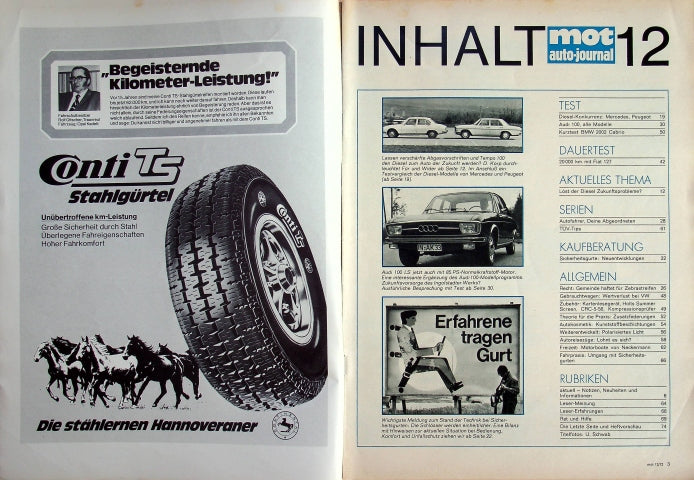 Inhaltsverzeichnis MOT 12/1972