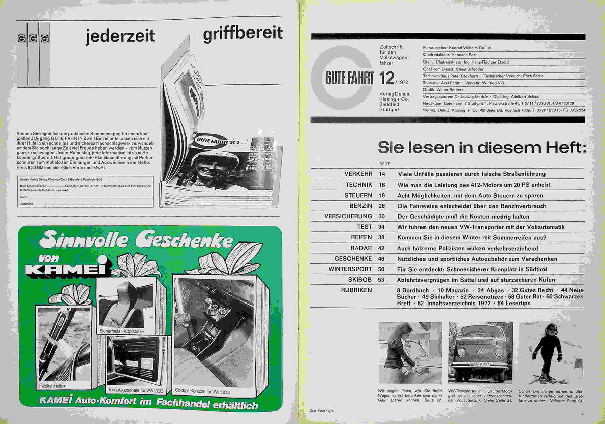 Inhaltsverzeichnis Gute Fahrt 12/1972