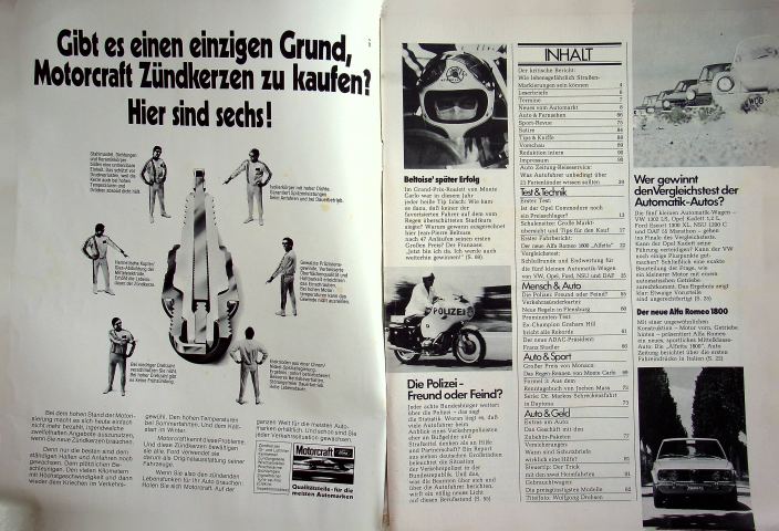 Inhaltsverzeichnis Autozeitung 12/1972
