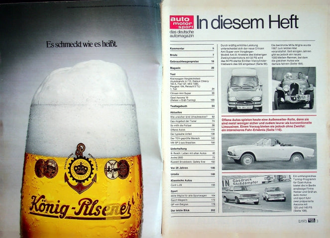 Inhaltsverzeichnis Auto Motor und Sport 12/1973