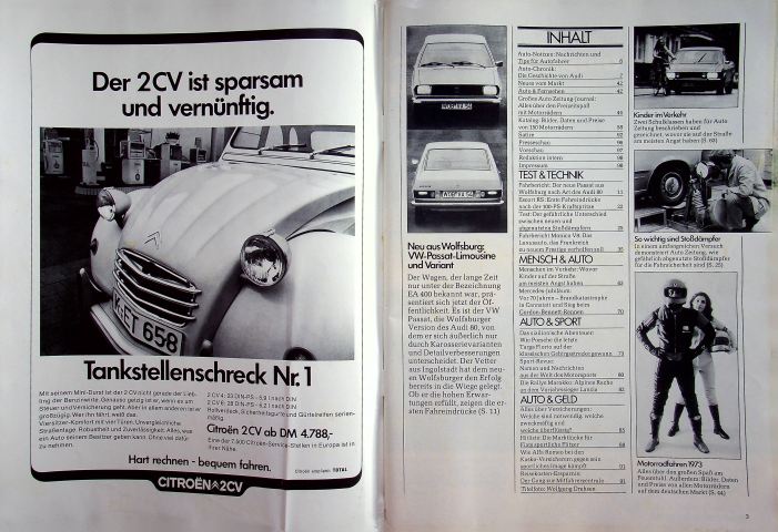 Inhaltsverzeichnis Autozeitung 12/1973