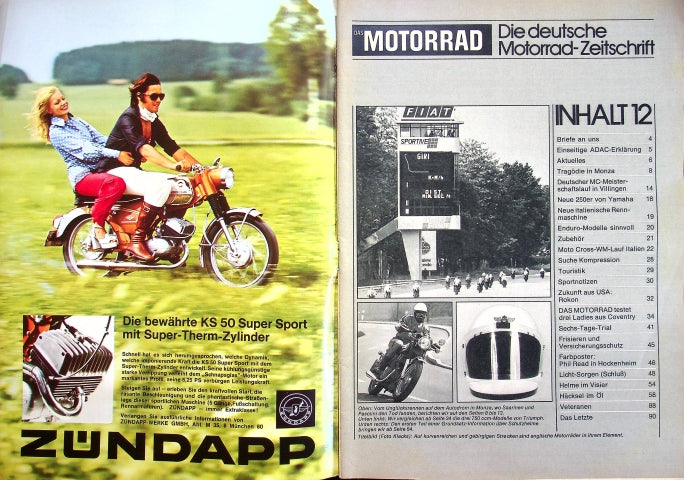 Inhaltsverzeichnis Motorrad 12/1973