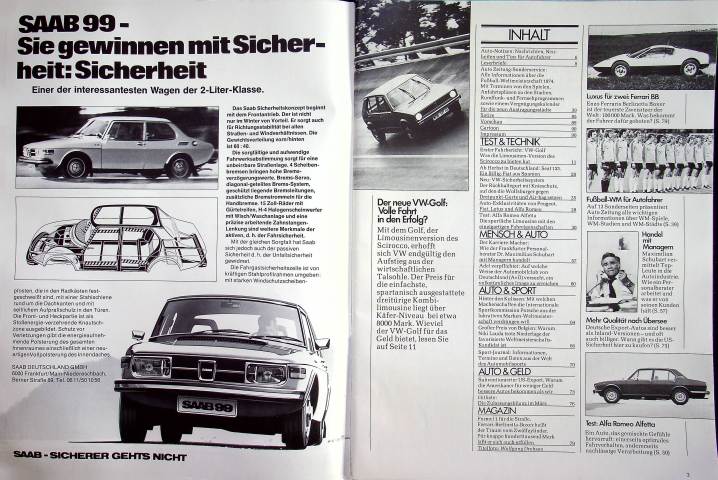 Inhaltsverzeichnis Autozeitung 12/1974