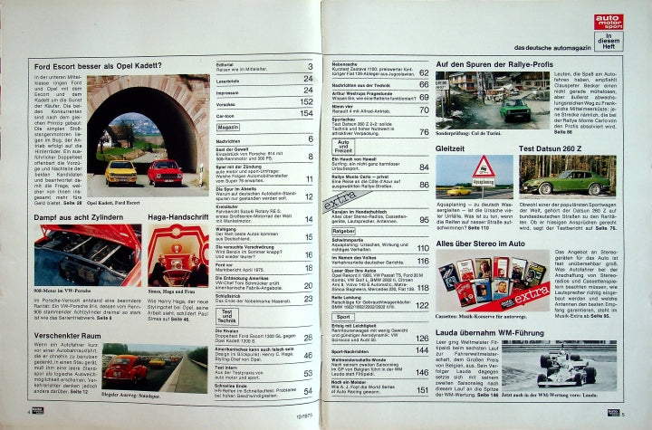 Inhaltsverzeichnis Auto Motor und Sport 12/1975