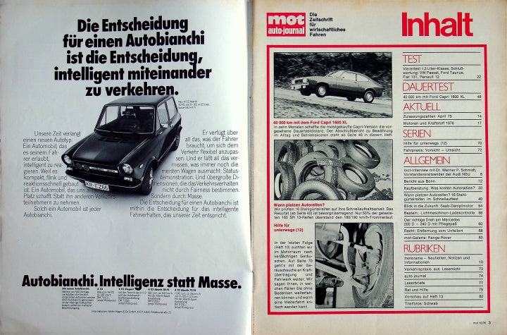 Inhaltsverzeichnis MOT 12/1975