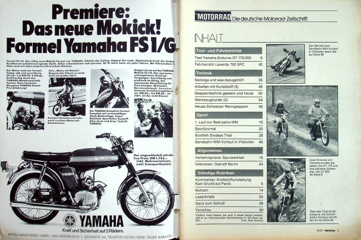 Inhaltsverzeichnis Motorrad 12/1975