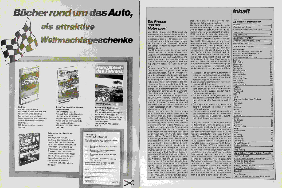 Inhaltsverzeichnis Sport Fahrer 12/1975