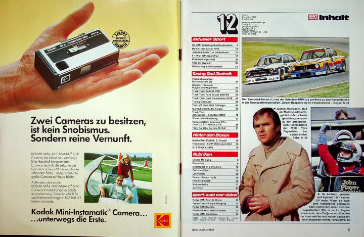 Inhaltsverzeichnis Sport Auto 12/1976