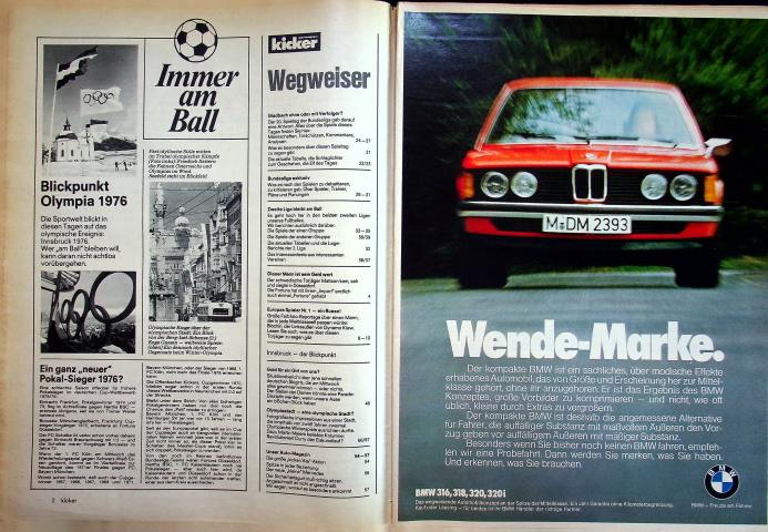 Inhaltsverzeichnis Kicker 12/1976