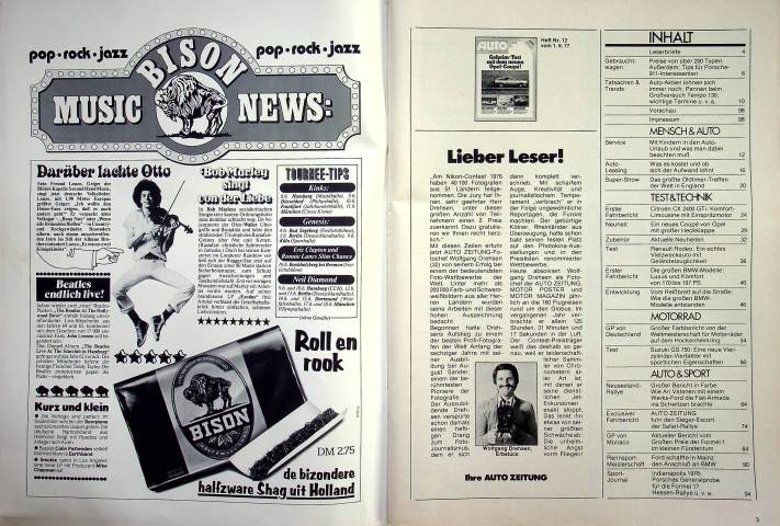 Inhaltsverzeichnis Autozeitung 12/1977
