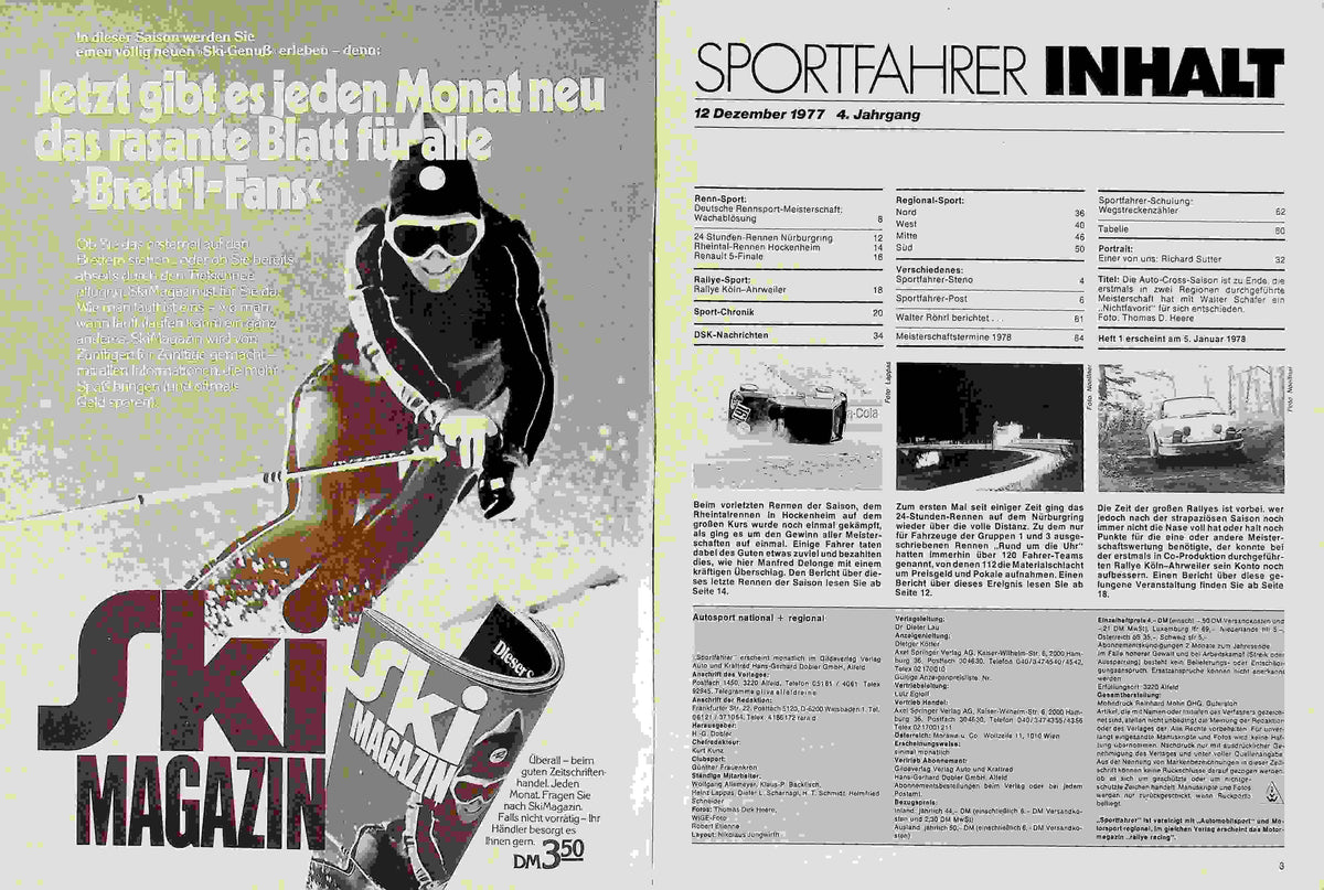 Inhaltsverzeichnis Sport Fahrer 12/1977