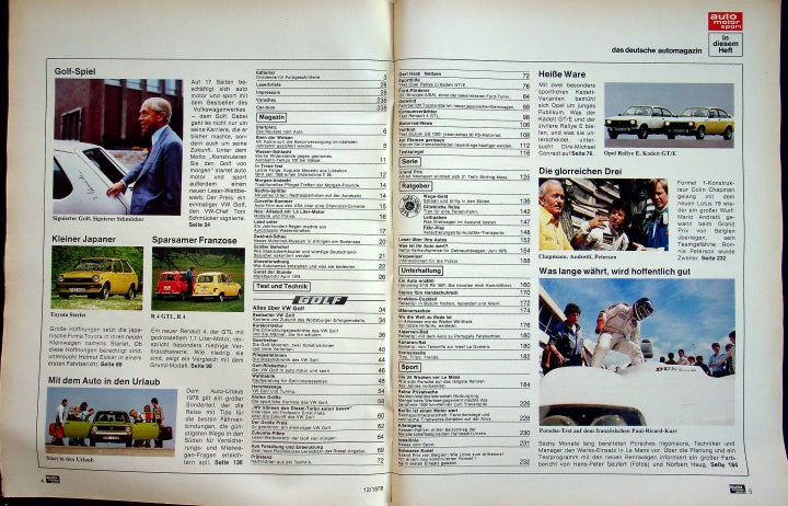 Inhaltsverzeichnis Auto Motor und Sport 12/1978