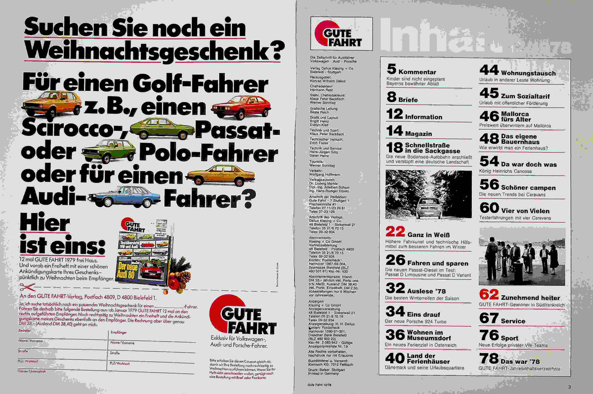 Inhaltsverzeichnis Gute Fahrt 12/1978