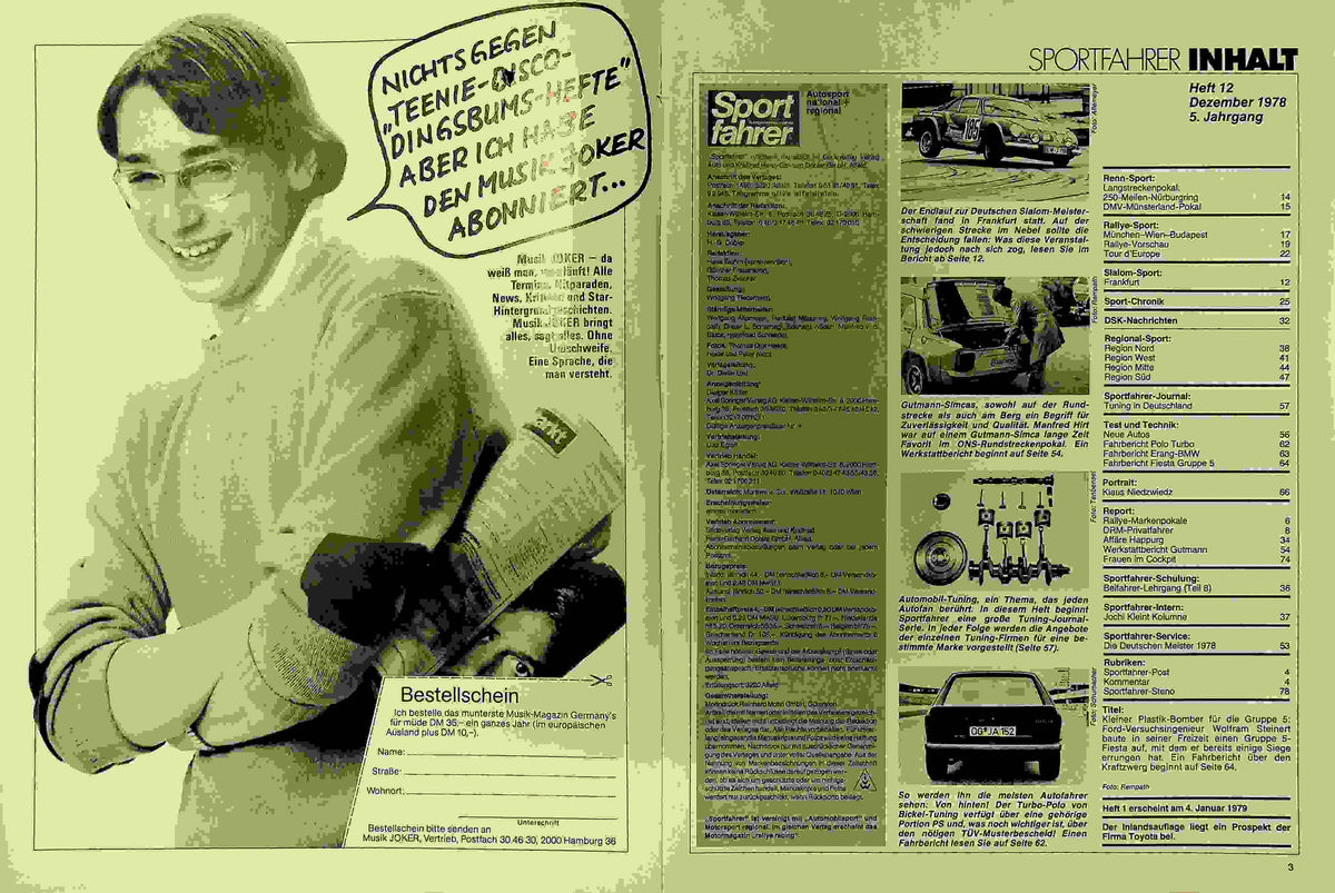 Inhaltsverzeichnis Sport Fahrer 12/1978