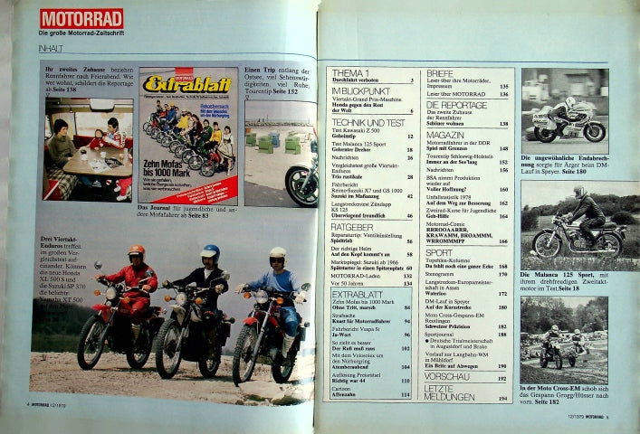 Inhaltsverzeichnis Motorrad 12/1979