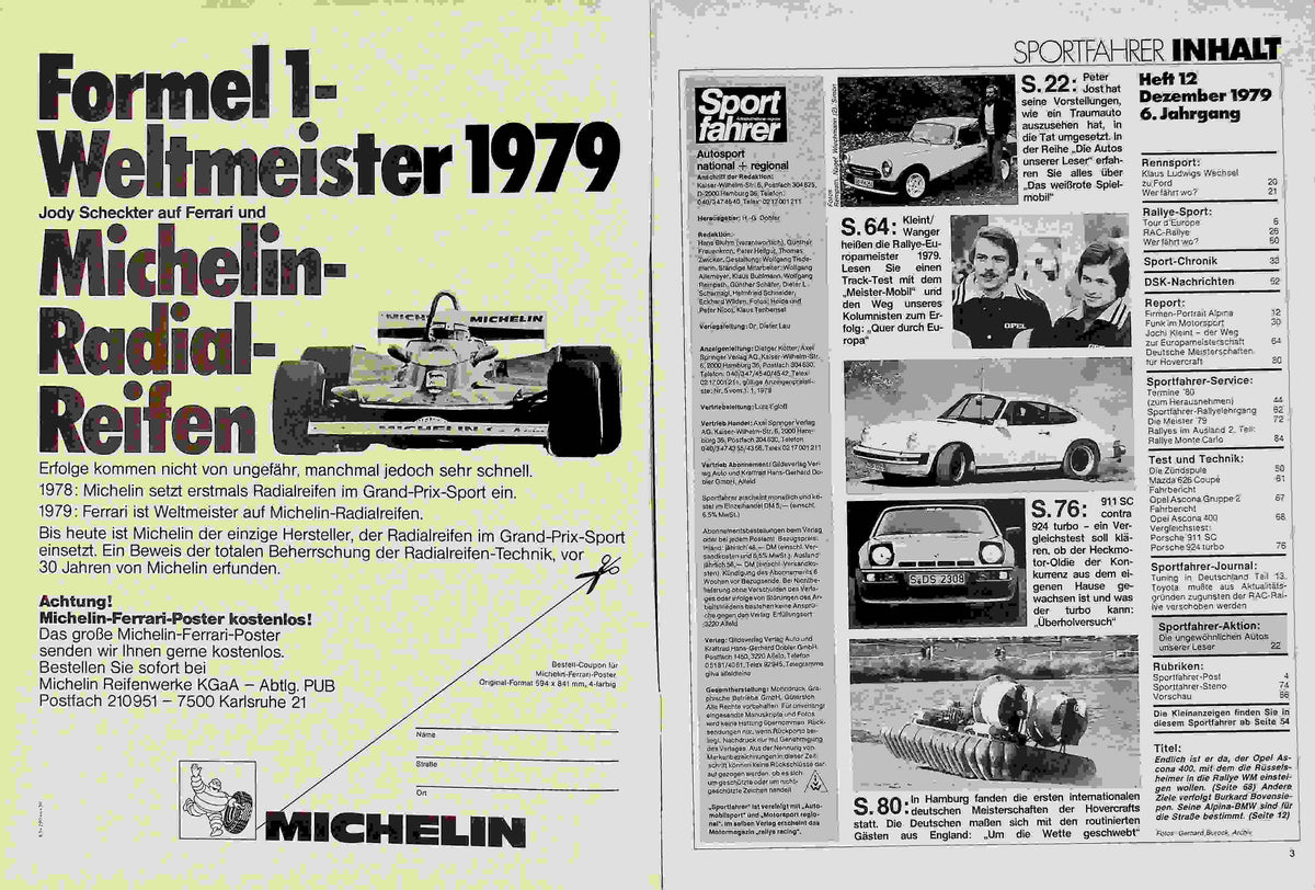 Inhaltsverzeichnis Sport Fahrer 12/1979