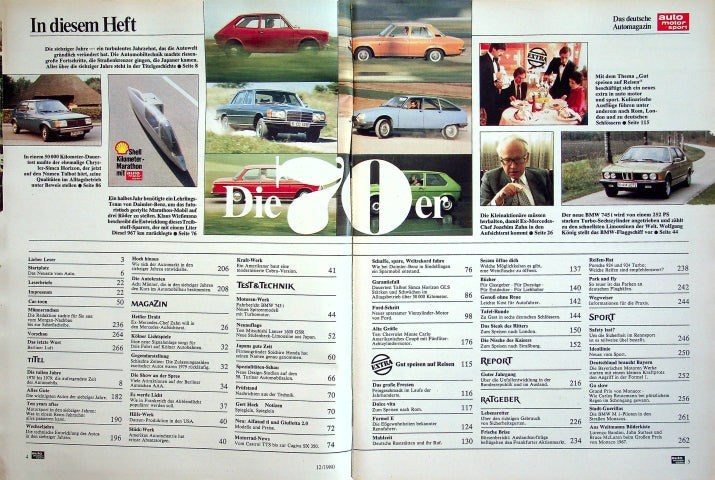 Inhaltsverzeichnis Auto Motor und Sport 12/1980