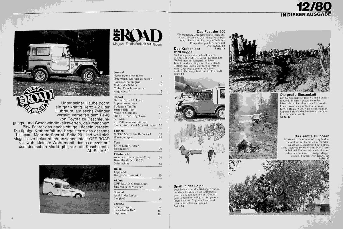 Inhaltsverzeichnis Offroad 12/1980