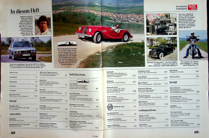 Inhaltsverzeichnis Auto Motor und Sport 12/1981