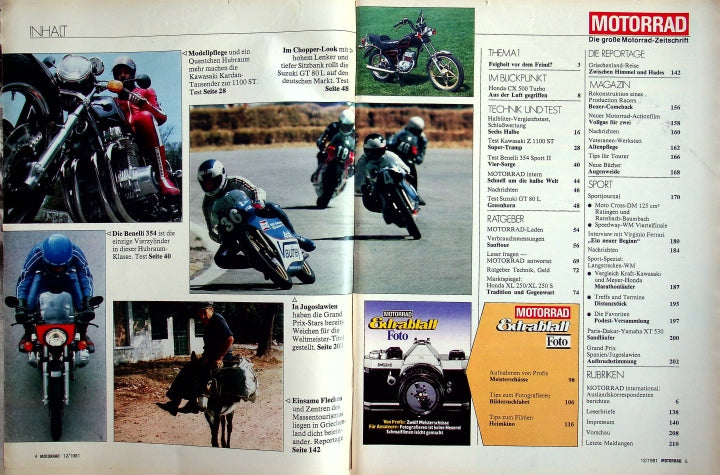 Inhaltsverzeichnis Motorrad 12/1981