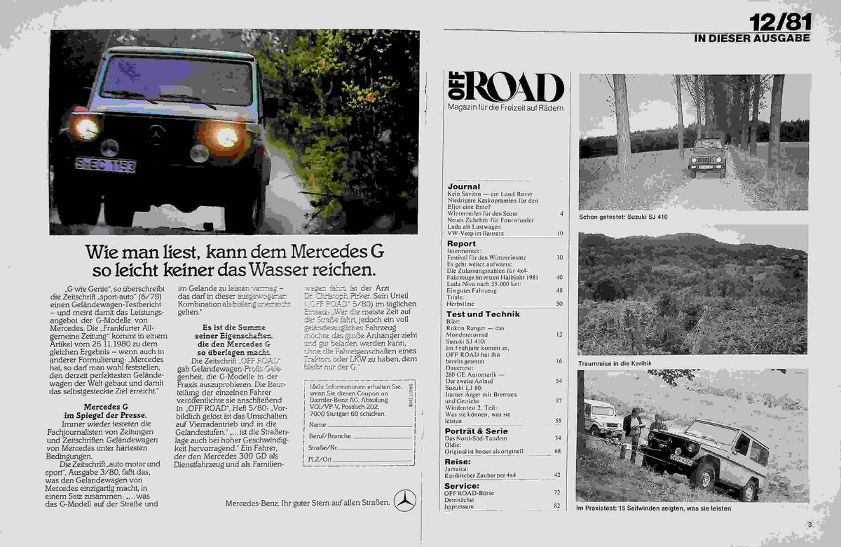 Inhaltsverzeichnis Offroad 12/1981