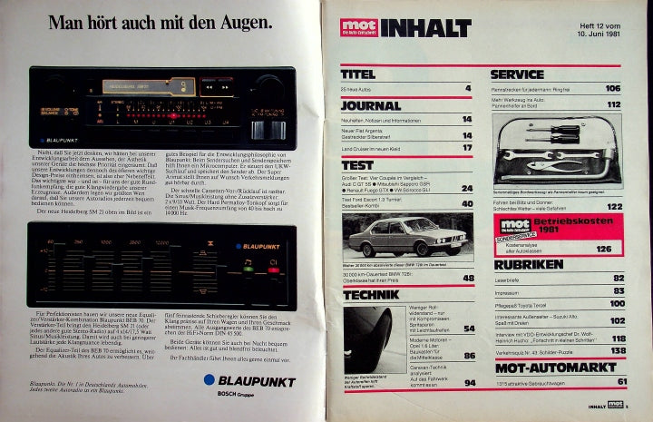 Inhaltsverzeichnis MOT 12/1981
