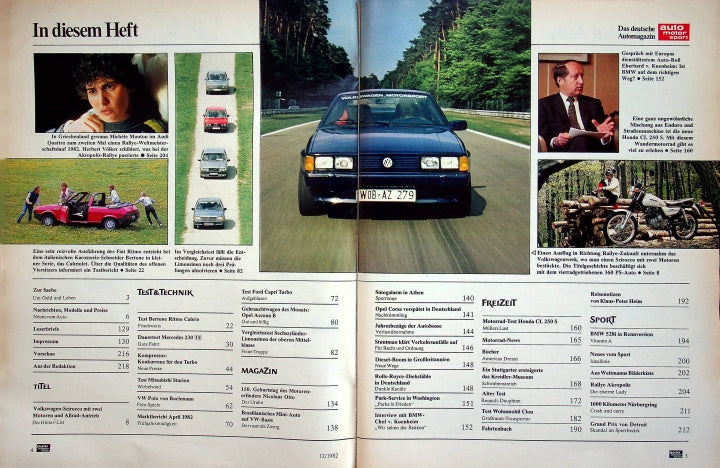 Inhaltsverzeichnis Auto Motor und Sport 12/1982