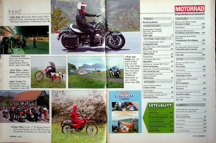 Inhaltsverzeichnis Motorrad 12/1982
