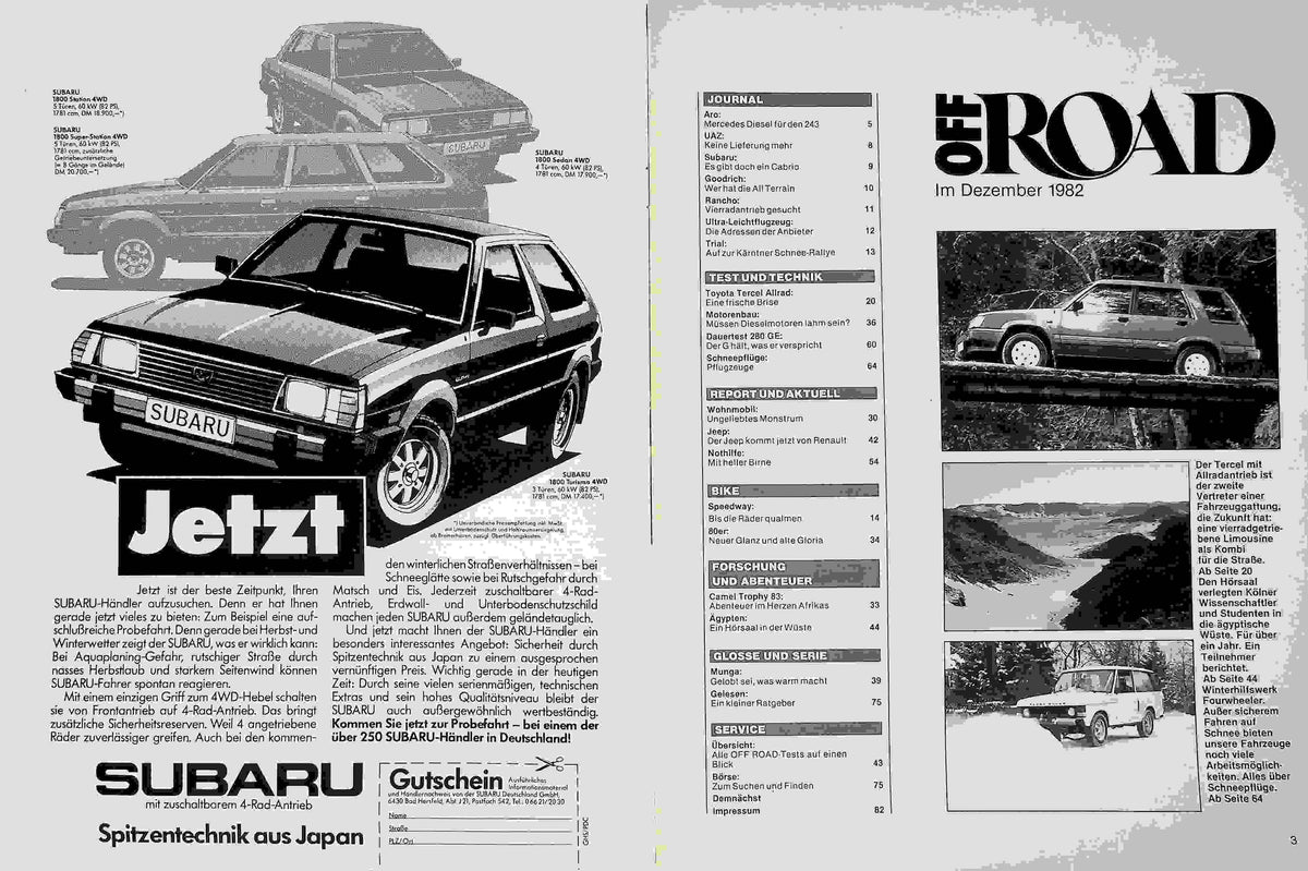 Inhaltsverzeichnis Offroad 12/1982
