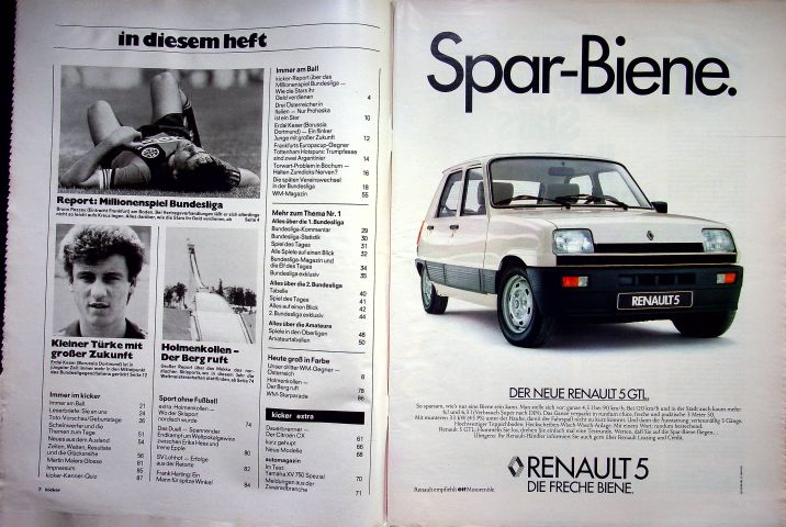 Inhaltsverzeichnis Kicker 12/1982