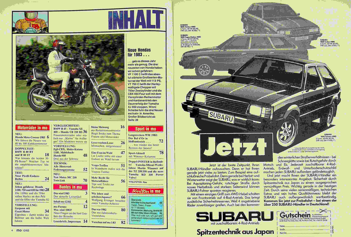 Inhaltsverzeichnis MO Magazin 12/1982