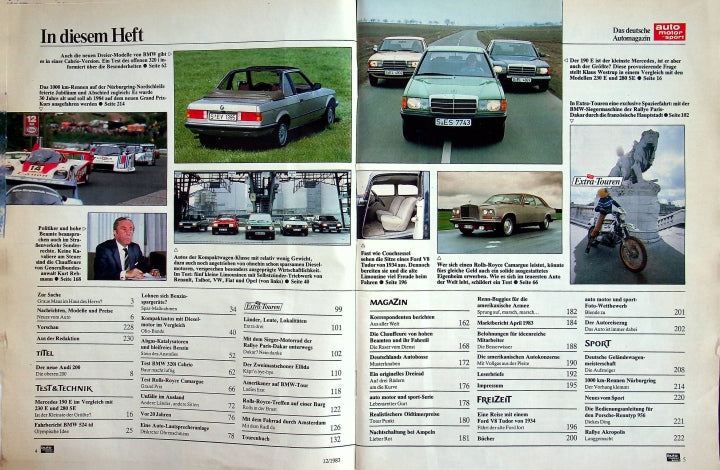Inhaltsverzeichnis Auto Motor und Sport 12/1983