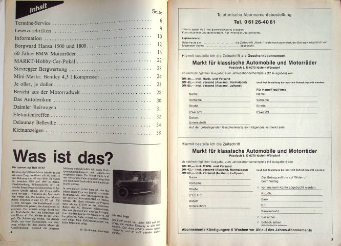 Inhaltsverzeichnis Oldtimer Markt 12/1983