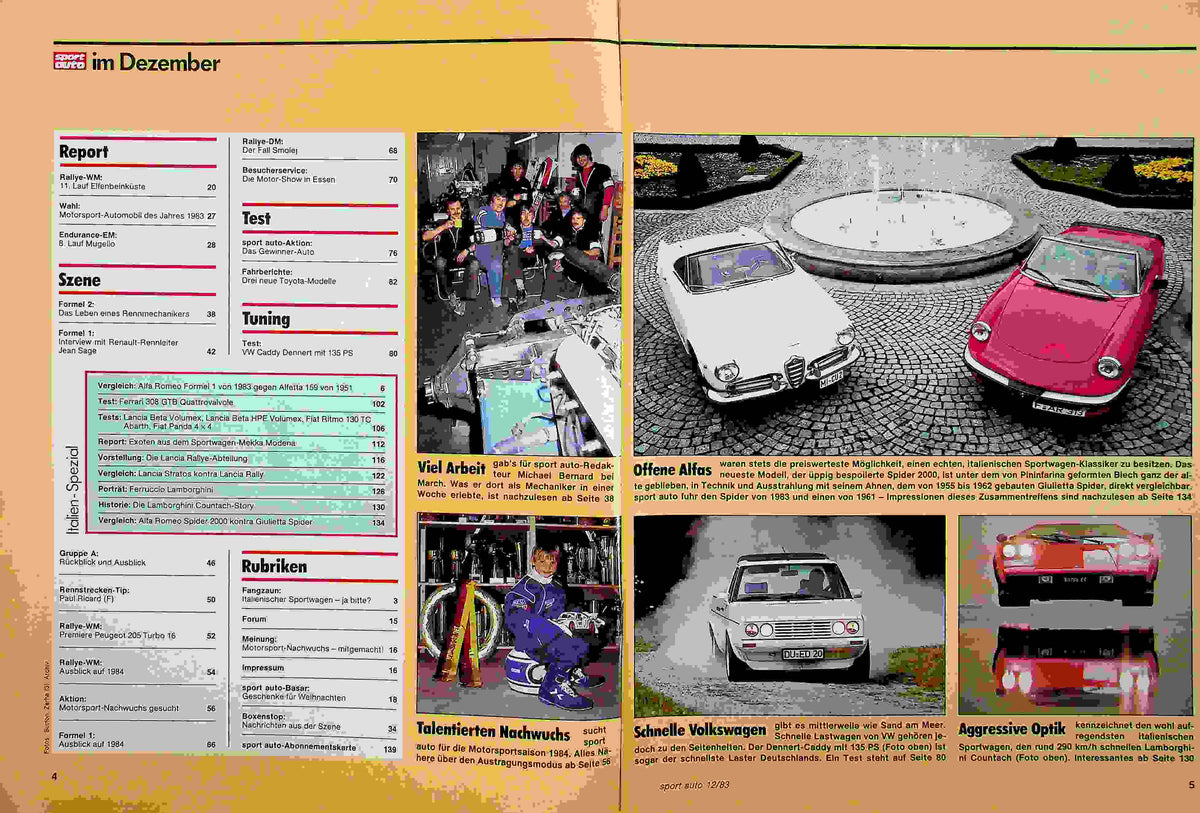 Inhaltsverzeichnis Sport Auto 12/1983