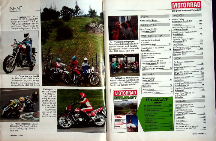 Inhaltsverzeichnis Motorrad 12/1984