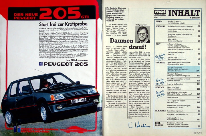 Inhaltsverzeichnis MOT 12/1984