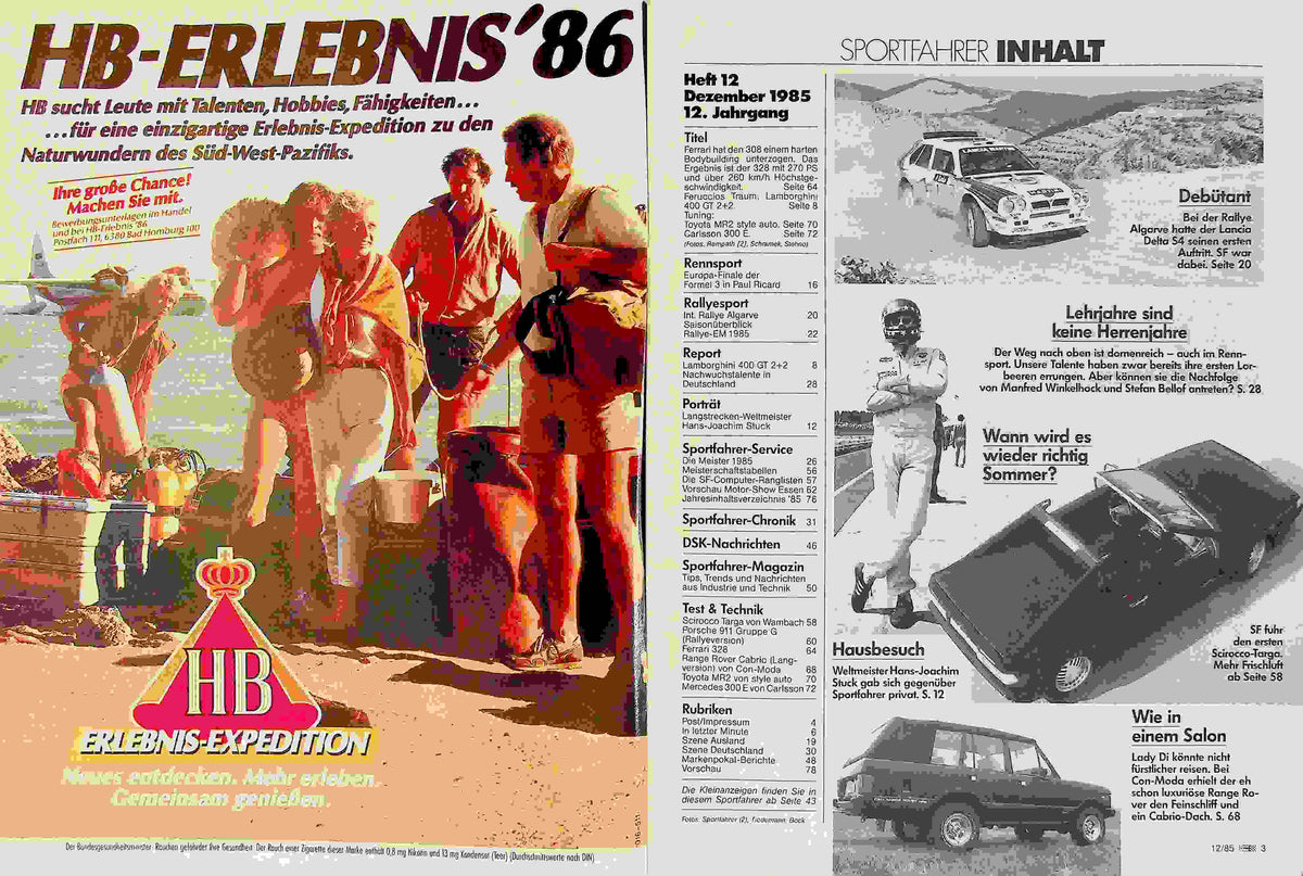 Inhaltsverzeichnis Sport Fahrer 12/1985