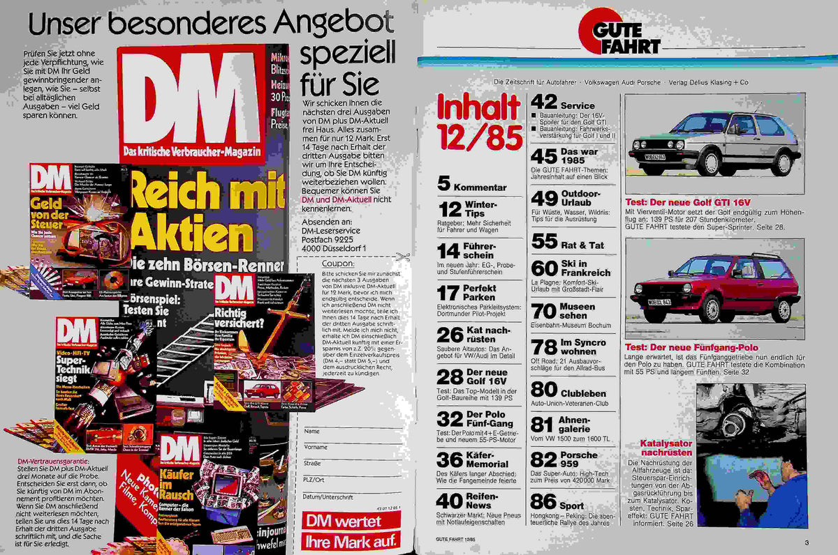 Inhaltsverzeichnis Gute Fahrt 12/1985